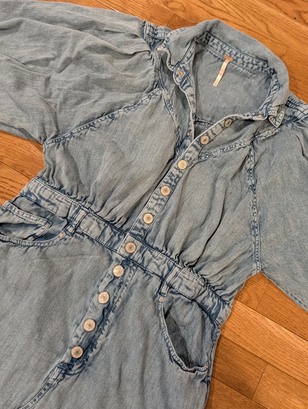 Free People Mad Love Denim Midi Dress Large